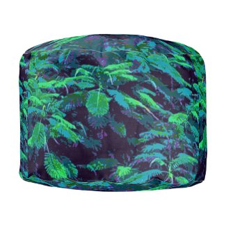 Tropical Fabric Round Pouf