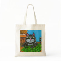 Tropical Fat Cat Tote Bag
