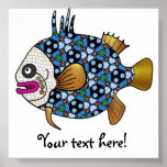 Tropical Fish 01 - Navy Blue & White posters