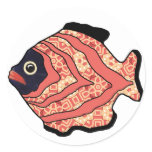 Tropical Fish-05  Red and Sunset Orange Sticker