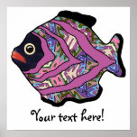 Tropical Fish-09  Magenta and Blue Pattern posters