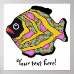 Tropical Fish-11 Magenta Gold & Turquoise posters