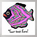 Tropical Fish-12 Cerise Pink and Aqua posters