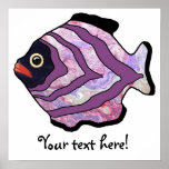 Tropical Fish-15 Purple with Marble Pattern posters