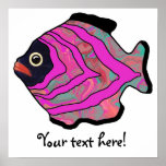 Tropical Fish-16 Cerise Pink Orange Aqua posters