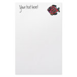 Tropical Fish-17 Dark Red with Graffitti Pattern Custom Stationery