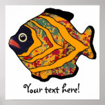Tropical Fish-18 Orange Gold Red & Green posters