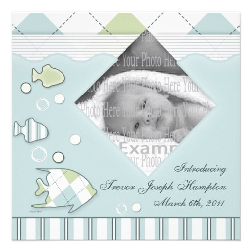 Tropical Fish Baby Annoucement Boy Custom Invitation