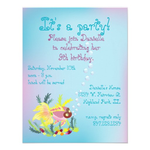 Tropical Fish Child's Birthday Party Invitation
