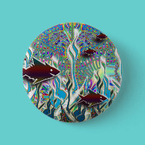 Tropical Fish in a Fantasy Garden buttons
