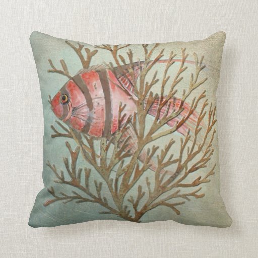 tropical fish pillow, Copyright Karen J Williams Throw Pillows