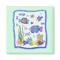 Tropical Fish Quilt Refrigerator Magnet