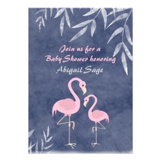 Tropical Flamingo Beach Baby Shower Invitations