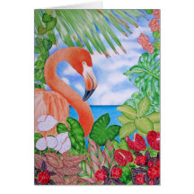 Tropical Flamingo Greeting Cards