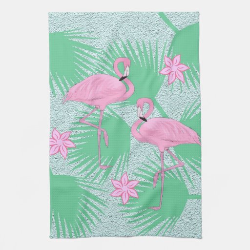 tropical flamingo kitchen towel | Zazzle