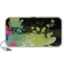 tropical floral and butterfly funk vector art travelling speaker