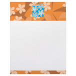 Tropical Floral Pattern. Blue and Orange. Personalized Letterhead