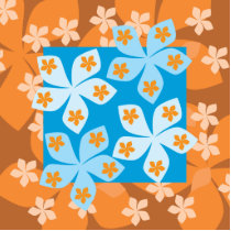 Tropical Floral Pattern. Blue and Orange. Cut Out
