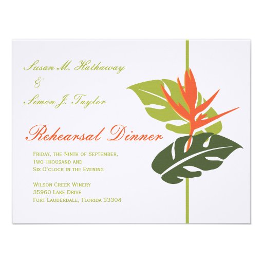 Tropical Floral Rehearsal Dinner Invitation