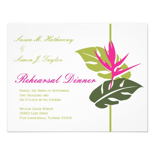 Tropical Floral Rehearsal Dinner Invitation - Gree