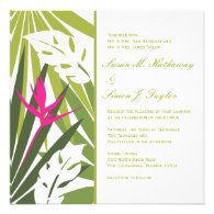 Tropical Floral Wedding Invitation - Green and Pin