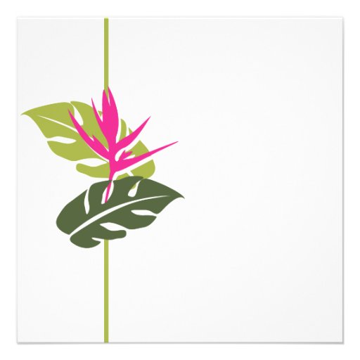 Tropical Floral Wedding Invitation - Green and Pin