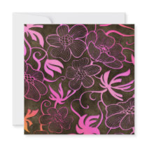 Tropical Floral Wedding Invite Vintage Brown Pink