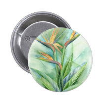 Tropical Flower Bird Of Paradise Painting - Multi buttons