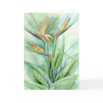Tropical Flower Bird Of Paradise Painting - Multi cards
