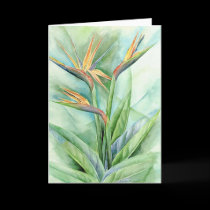 Tropical Flower Bird Of Paradise Painting - Multi cards