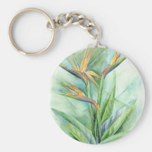 Tropical Flower Bird Of Paradise Painting - Multi Keychains