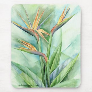 Tropical Bird Painting on Tropical Flower Bird Of Paradise Painting   Multi Mouse Pad By