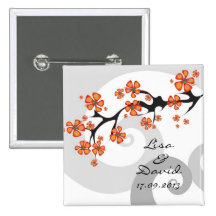 Tropical Flower Fusion Swirl Save-the-Date / Gift Button