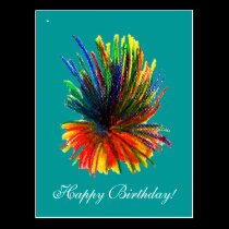 Tropical Flower Happy Birthday Card postcards