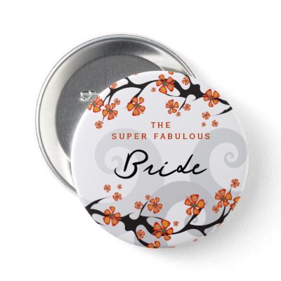 Tropical Flower Swirl Wedding Name Tag / Button