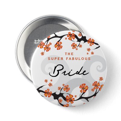 Tropical Flower Swirl Wedding Name Tag / Button