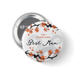 Tropical Flower Swirl Wedding Name Tag Button buttons