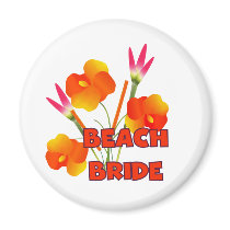 Tropical Flowers Beach Bride magnets