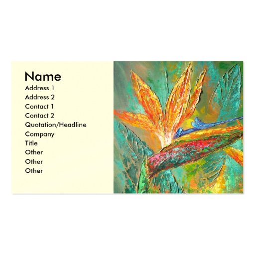 Tropical Flowers Birds Of Paradise Painting Business Cards
