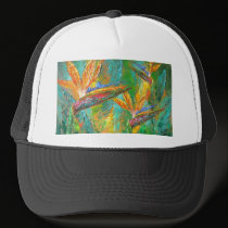 Tropical Flowers Birds Of Paradise Painting hats