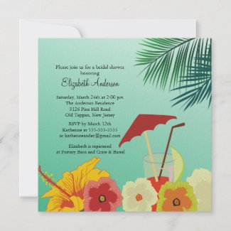 Tropical Flowers Bridal Shower Invitation