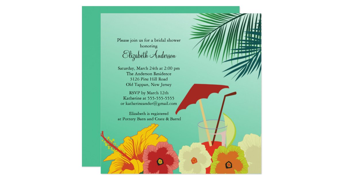 Tropical Flowers Bridal Shower Invitation Zazzle