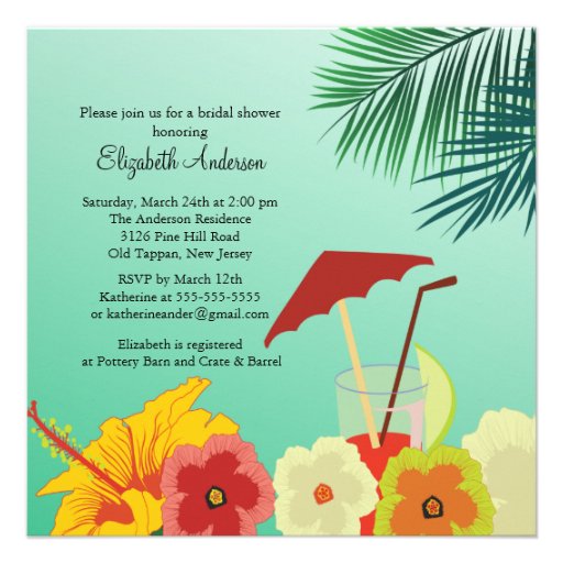 Tropical Flowers Bridal Shower Invitation