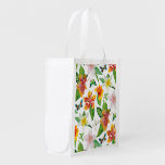 Tropical Flowers & Butterflies pattern Reusable Grocery Bags