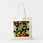Tropical Flowers & Butterflies pattern Tote Bag