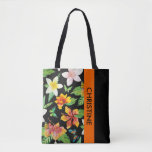 Tropical Flowers & Butterflies pattern Tote Bag