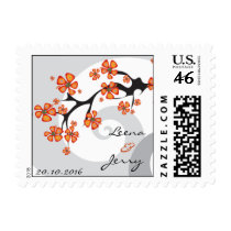 Tropical Flowers Fusion Swirl Save-the-Date / postage by fat_fa_tin Tropical Flowers Fusion Swirl Save-the-Date / postage
