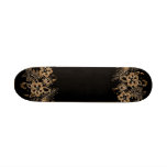 Tropical Flowers Pattern Orange & Black Skateboard Deck