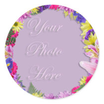 Tropical Flowers Picture Frame, Beach Wedding stickers