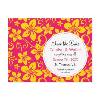 Tropical Flowers Save the Date Postcard postcard